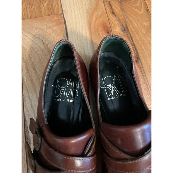 Vintage Leather Joan & David Handmade in Italy Brown Oxford 7.5 Narrow Fringe - Picture 5 of 8